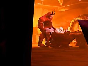 Порно мультик: Огромный демон из Варкрафта насаживает на член эльфийку