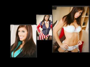 Блондинка с веером очень эротично рассказывает о своей работе