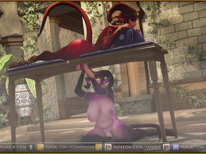 Девушка фута сосет пенис краснокожей телки оборотня