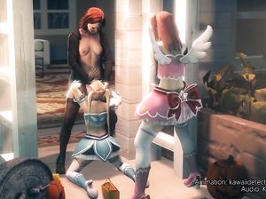 Девчонки футанари трахаются в ночь на Хэллоуин