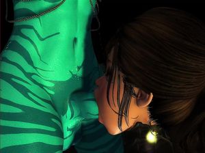 Земная красотка делает минет инопланетной трансухе