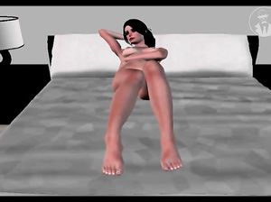 Моделька из секс мультика балуется с волшебным фаллоимитатором