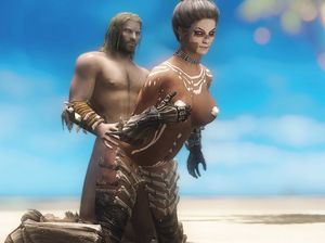 Красивая мультяшная девушка сношается с мускулистым мужчиной