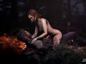 Герои игры "The Last of Us" Джоэл и Элли занимаются сексом в лесу
