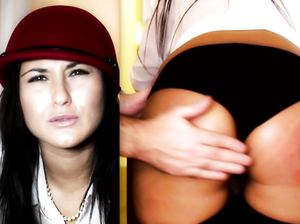 Чувак страстно хлещет по заднице игривую брюнетку в черных трусиках