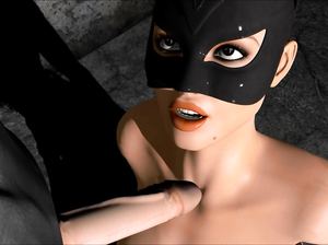 Лысый мужик трахает в темном переулке сексуальную женщину кошку