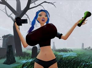 Пышногрудая девочка трахается на кладбище с приведением