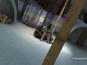 Гигантский тролль насаживает на свой инструмент подтянутую куколку