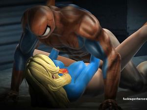 Человек паук выебал на улицу блонду, которую спас