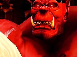 Красный демон жестко трахает сексуальную эльфийку с красивыми сиськами