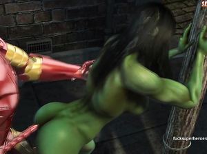 Черномазую телку трахает космический робот-полицейский