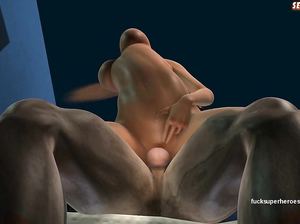 Красивая блонда подарила Спайдермену отменный секс