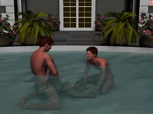 Мультяшные мужики трахают лысую сучку в бассейне под водой