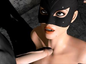 Парочка в кожаных костюмах и масках сладко ебется в подвале