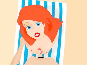 Очаровательная русалочка сосет член и дает себя трахнуть на берегу океана