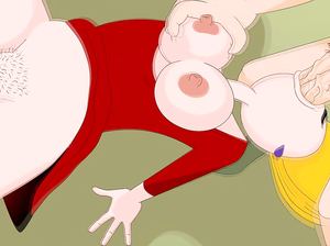 Порно мульт: Рисованные мутанты в три ствола жарят жопастую сучку