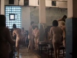 Голые девки дурачатся в тюремной душевой