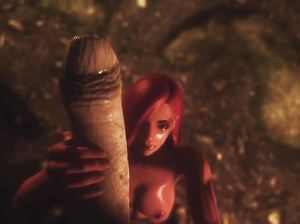 Огромный хуй в жопе у рыжей бестии