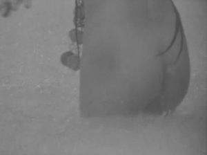 Юная киргизка купается в реке под дождем