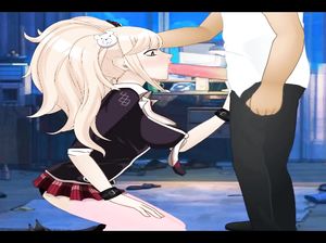 Красотка в короткой юбке сосет длинный хрен