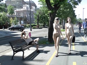 Блондинки с натуральными сиськами гуляют без одежды