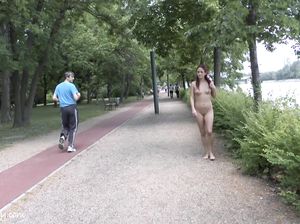 Красивая цыпочка разделась в летнем парке