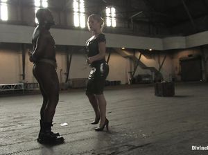 Красивая госпожа садится пиздой на лицо негра